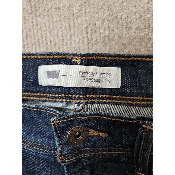 Levis Perfectly Slimming 512 Straight Leg Jeans Womens 4 Blue Dark Wash Stretch - Picture 6 of 9